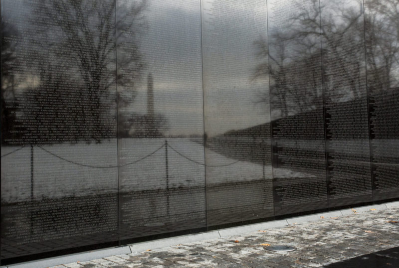 Showing the Vietnam Memorial Wall.