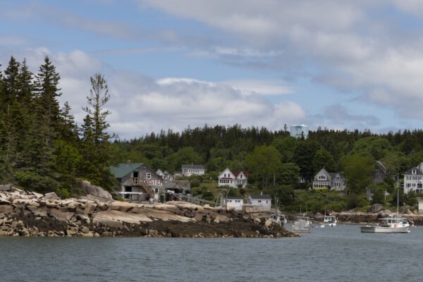 Showing the rocky shores of Maine